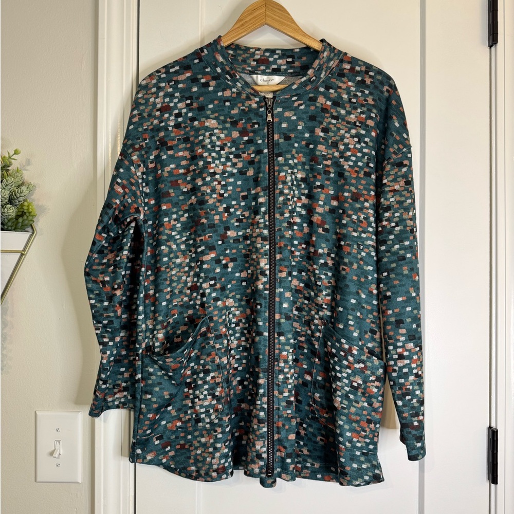 CJ Banks Zip Knit Green Jacket